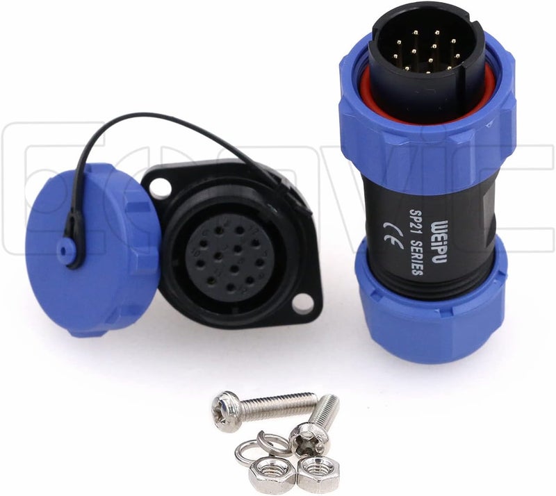 Eonvic Weipu SP21 2-12 Pin Male Plug Female Socket Flange Waterproof IP68 Connector Cable Industrial Circular Solar Electrical Connector (12Pin) - Image 3